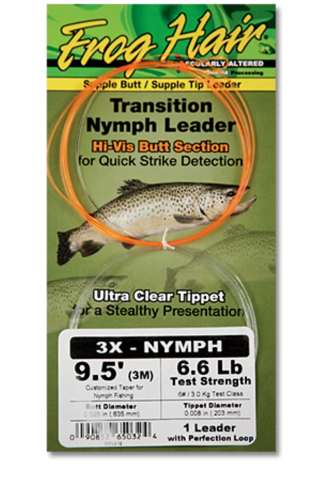 Frog Hair Transition Indicator Nymph Leader 9,5ft 3 Frog Hair Transition Indicator Nymph Leader 9,5ft