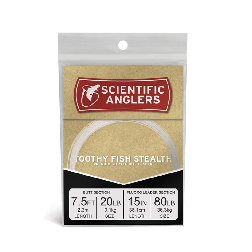 Scientific Anglers Toothy Fish Stealth 7.5ft AR Tapered Leader With 80 Lb Fluoro 3 Scientific Anglers Toothy Fish Stealth 7.5ft AR Tapered Leader With 80 Lb Fluoro